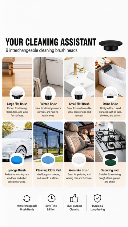 Electric Spin Scrubber With 7 Replaceable Brush Head